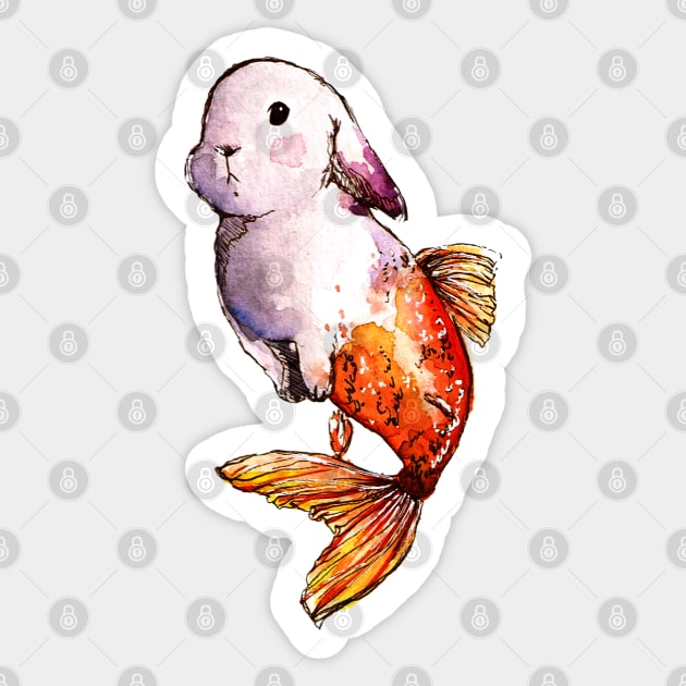 Goldfish Mermaid Bunny Sticker by aquabun